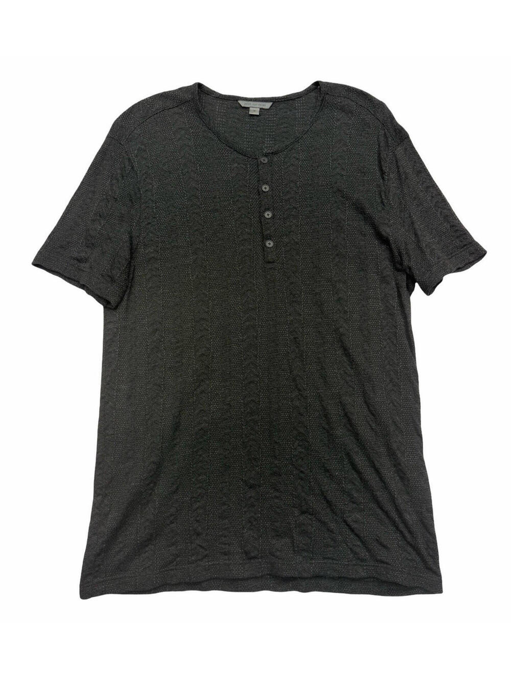 John Varvatos Madoc Jacquard Textured Henley T-Shirt Black Size M